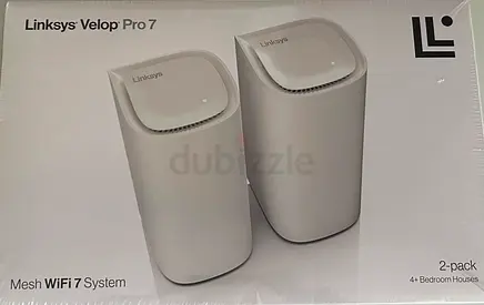 Linksys Velop Pro 7 Mesh WiFi 7 Router 2-Pack - Cognitive Mesh with true tri-band and over 10 Gbps