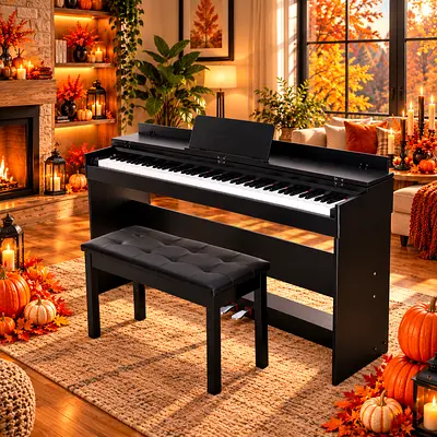 🎃 Halloween Special Offer – Black Digital Piano with Bench