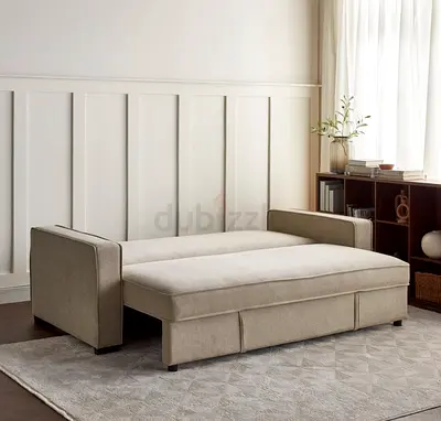 Beige Convertible Sofa Bed - Good Condition