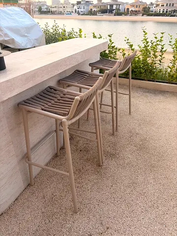 Set of 3 Outdoor Bar Stools in Beige - Good Used Condition