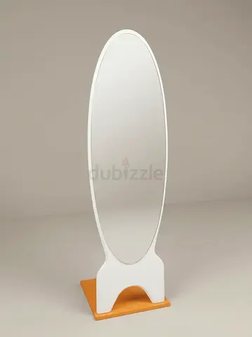 Full-Length Oval Free-Standing Mirror with Wooden Base