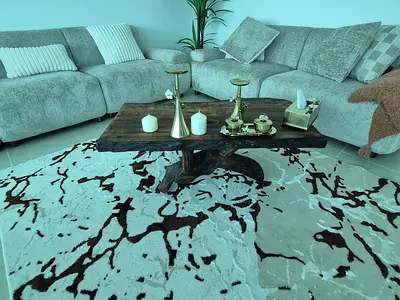 Solid Live-Edge Wooden Coffee Table with Natural Branch Base