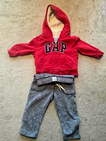 babyGap red zip-up hoodie and the pant for 18-24 months (unisex)