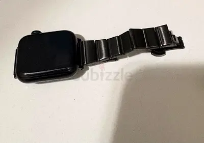 Used black smartwatch with metal link band (needs charger)
