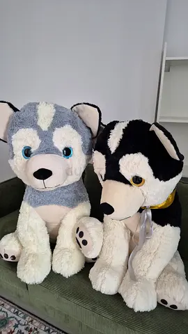Pair of Large Husky Plush Toys — Soft, Good Condition