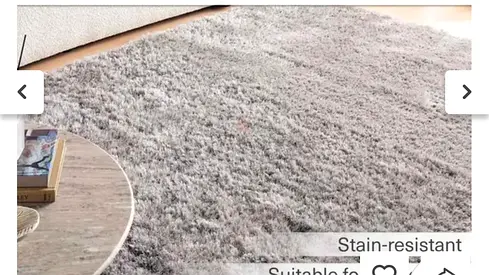 Light grey shaggy rug — soft, stain-resistant, 120x170 cm
