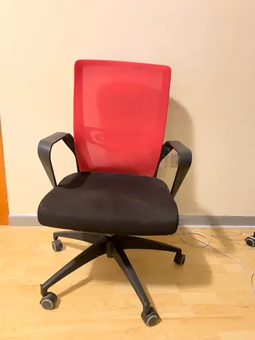 office chair with red mesh back