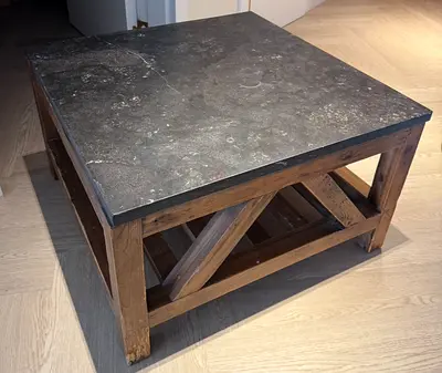 Coffee Table with Stone Top from Crate and Barrel