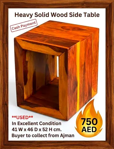 Heavy solid wood side table