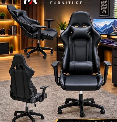 Black Ergonomic Gaming/Office Chair with Lumbar & Head Support