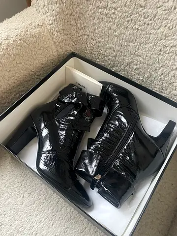 CHANEL Black Heeled Boots