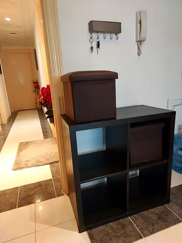 Black cube storage shelf -kallax