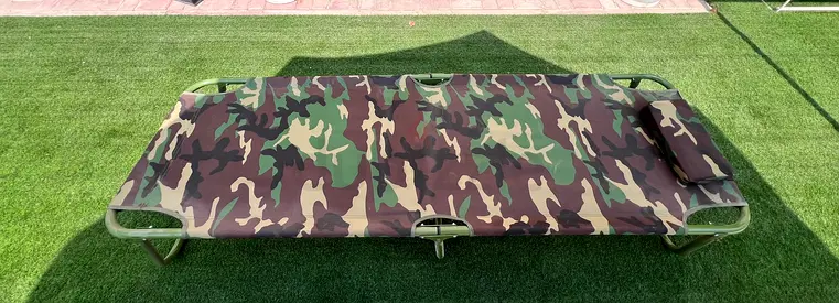 Army Green Camouflage Folding Camping Bed / Military Cot with Pillow ( set of 3)