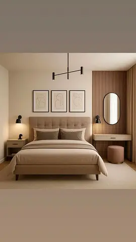 Queen size upholstered bed with headboard and matching