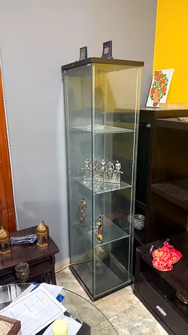 Tall Glass Display Cabinet / Curio Cabinet with Metal Frame