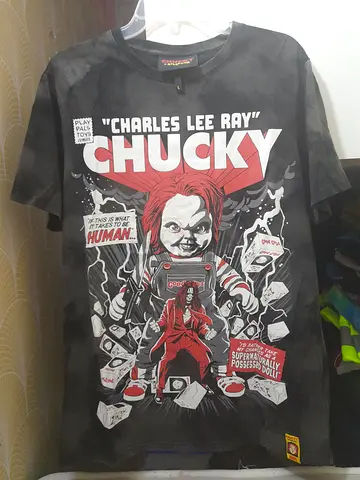 Black Chucky Graphic T-shirt (Unisex) - Size large
