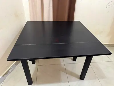 Solid Black Square Dining Table - Compact, Sturdy