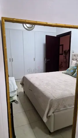 Large Gold Leaning Wall Mirror - Bamboo Frame Style