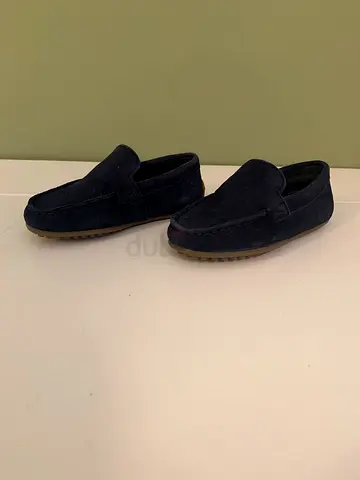 Navy suede toddler loafers
