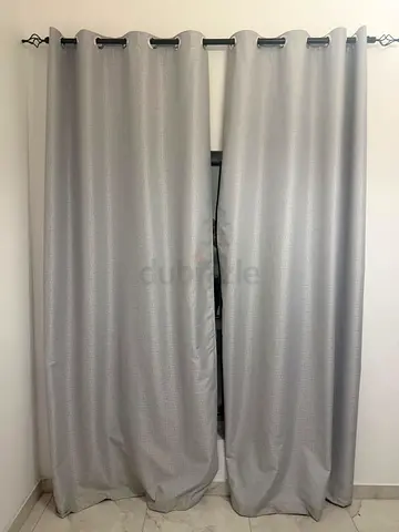 Light grey blackout curtains with eyelet rings (pair) - 2 panels