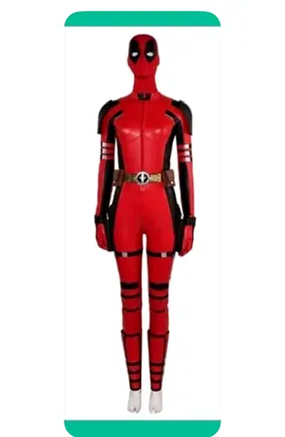 Deadpool Style Full-Body Women's Costume (Red/Black) - Lightly Used