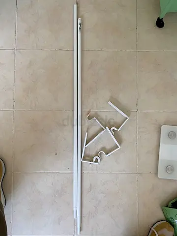 2x IKEA slim white curtain rods with brackets