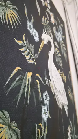 Framed decorative bird print on dark background