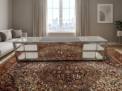 Steel TV Trolley with Glass Top