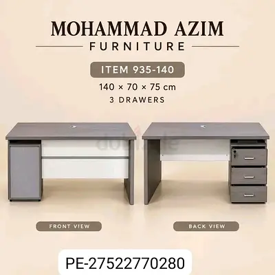 Mohammad Azim Office Desk 140x70x75 cm with 3 Drawers - Grey