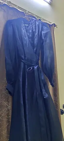 Black long organza wrap dress/robe with belt - size L