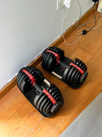 Fitness Pro Adjustable Dumbbells Pair (Up to 24kg/25kg) with Trays