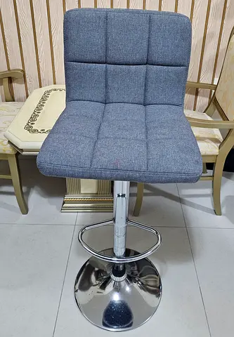 Adjustable Grey Fabric Bar Chair with Chrome Base for sale