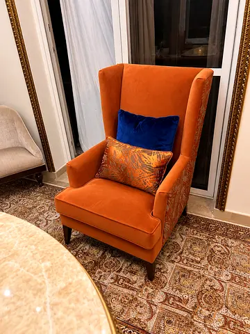 Orange Wingback Armchair in Good Condition