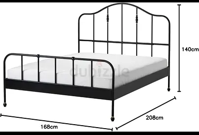 Metal Double Bed Frame with Headboard & Footboard (168 x 208 cm)