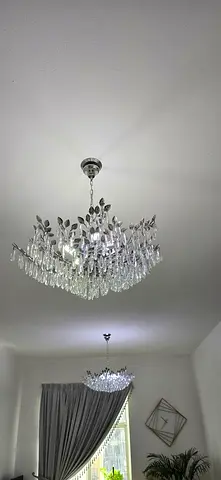 Pair of crystal leaf chandeliers - excellent condition both 250
