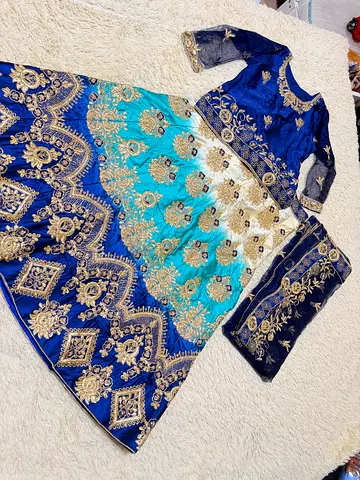 Blue and Teal Embroidered Traditional Women's lehenga choli (3-piece)