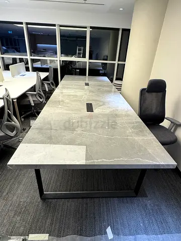 Large Marble-Top Conference Table with Metal Frame urgently sale