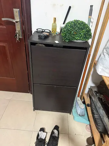 IKEA BISSA Shoe Cabinet, 2 Compartments, Black-Brown Slim Space-Saver Moving Out Sale