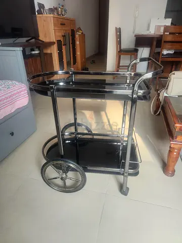 Metal Bar Serving Trolley with Wheels - Good Condition