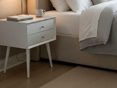 White Nightstand with 2 Drawers