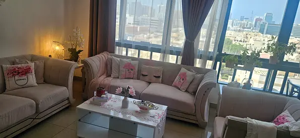 Light Beige 3-Seater Sofa Set with Accent Chairs — Good Condition