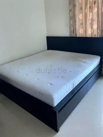 Ikea malm black bed with mattress and 2 drawers
