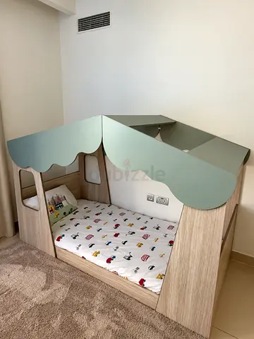 Kids Wooden Playhouse Bed with Canopy - Single Size