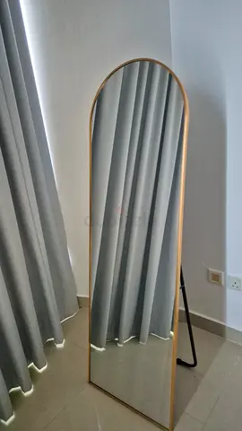 Full-length Arched Standing Mirror with Wooden Frame