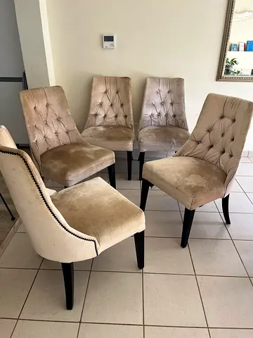 Elegant velvet dining chair- beige color
