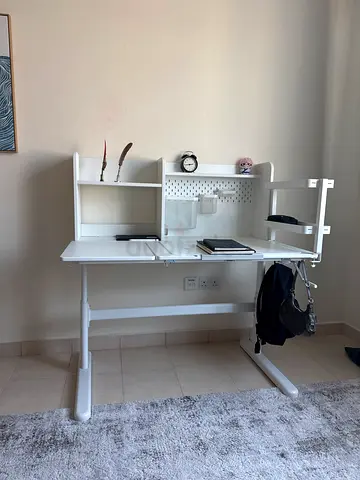 White study desk with storage hutch - good condition