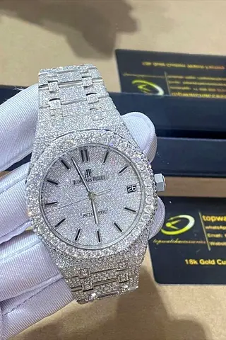 Fully Iced Audemars Piguet Royal Oak Style Men's Watch — Diamond Covered