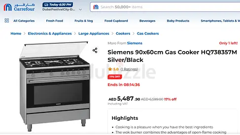 Siemens Iq700 Top Hub Gas Oven Electric Combination stove 90x60cm