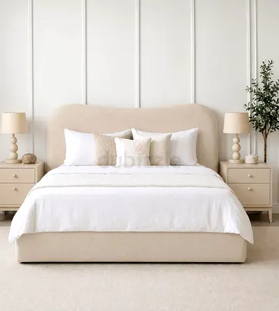 New Upholstered Queen Bed with Padded Headboard storage bed— Modern Design queen size bed
