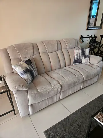 Light grey 3-seater reclining sofa in good condition